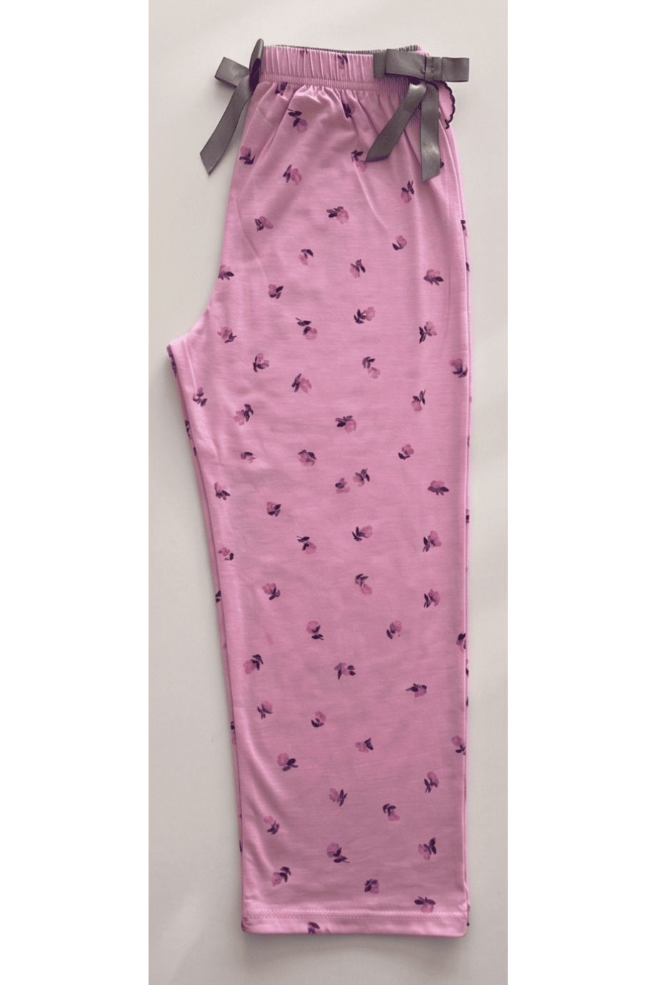 Viskon Pembe Çiçek Desenli Kadın Pijama Altı - Ayakta Görünüm | Linay Butik Kadın Ev Giyimi